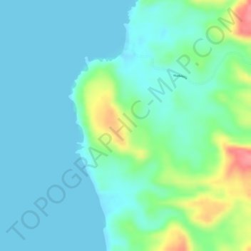 Mapa topográfico Praia da Ponta Negra, altitude, relevo