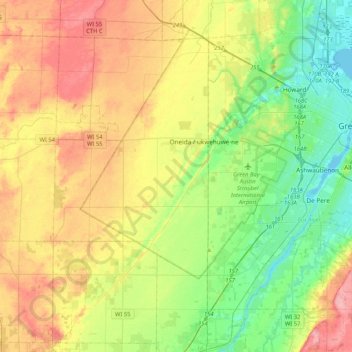 Mapa topográfico Duck Creek, altitude, relevo