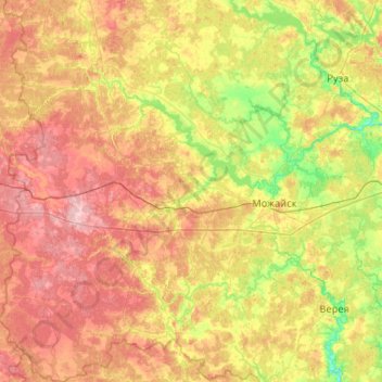 Mapa topográfico Можайский городской округ, altitude, relevo