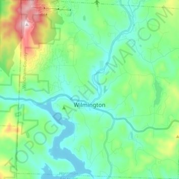Mapa topográfico Wilmington, altitude, relevo