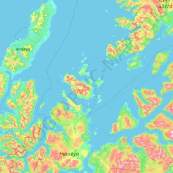 Mapa topográfico Harstad, altitude, relevo