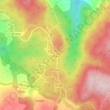 Mapa topográfico Meirol, altitude, relevo