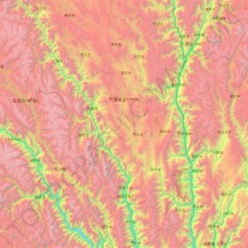 Mapa topográfico སྨར་ཁམས་རྫོང་ / 芒康县 / Markam, altitude, relevo