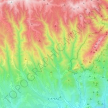 Mapa topográfico Horezu, altitude, relevo