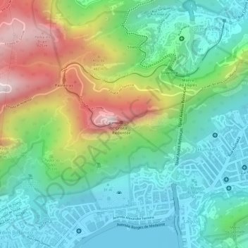 Mapa topográfico Cristo del Corcovado, altitude, relevo