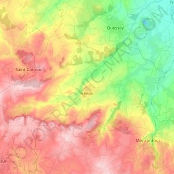 Mapa topográfico Hénon, altitude, relevo