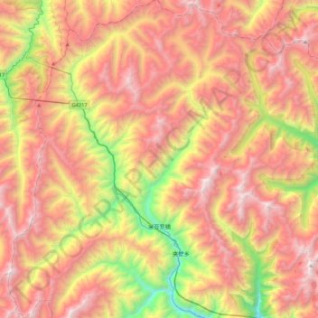 Mapa topográfico 米亚罗镇, altitude, relevo