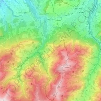 Mapa topográfico Plasselb, altitude, relevo