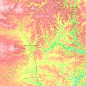 Mapa topográfico Knox, altitude, relevo