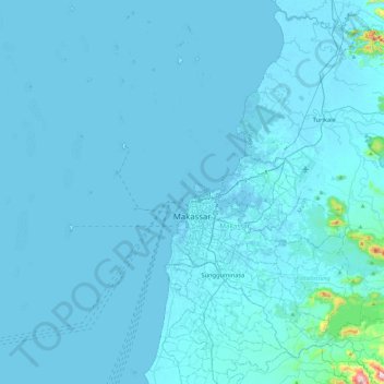 Mapa topográfico Macáçar, altitude, relevo
