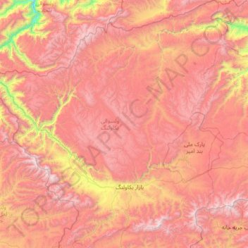 Mapa topográfico یکاولنگ, altitude, relevo