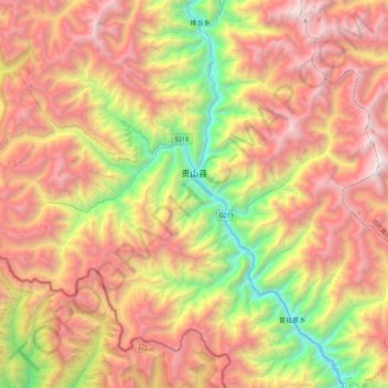 Mapa topográfico 茨开镇, altitude, relevo