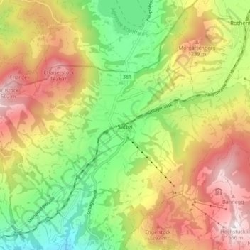 Mapa topográfico Sattel, altitude, relevo