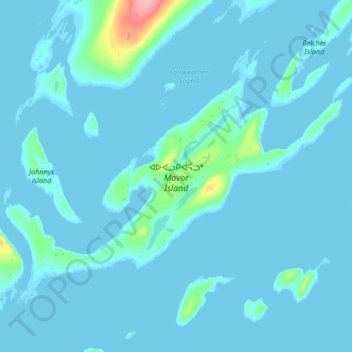 Mapa topográfico Mavor Island, altitude, relevo