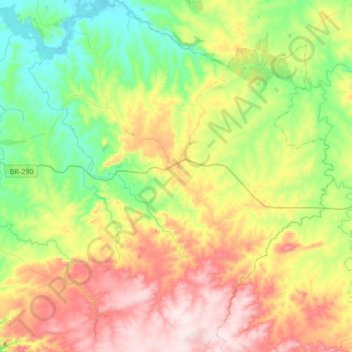 Mapa topográfico Vila Nova do Sul, altitude, relevo