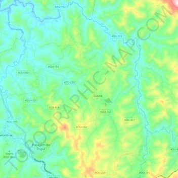 Mapa topográfico Glaura, altitude, relevo