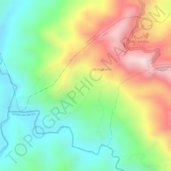 Mapa topográfico Vereda La Esperanza, altitude, relevo