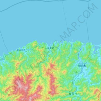 Mapa topográfico Kami, altitude, relevo