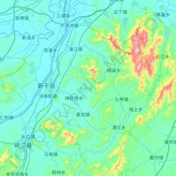 Mapa topográfico 新干县, altitude, relevo