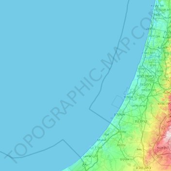 Mapa topográfico Territórios Palestinianos, altitude, relevo