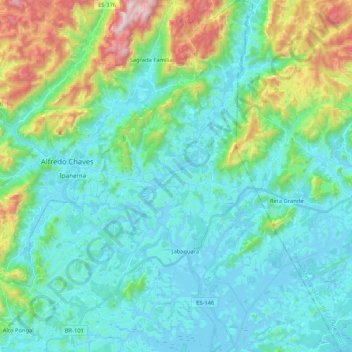 Mapa topográfico Jabaquara, altitude, relevo
