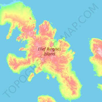 Mapa topográfico Ellef Ringnes Island, altitude, relevo