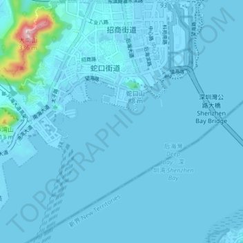 Mapa topográfico 招商街道, altitude, relevo