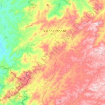 Mapa topográfico Bueno Brandão, altitude, relevo