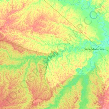 Mapa topográfico Rio Caeté, altitude, relevo