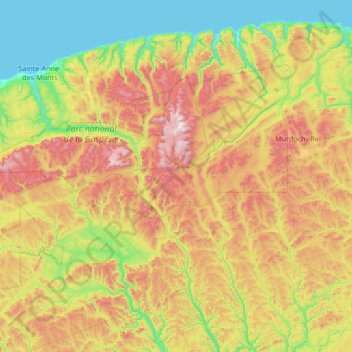 Mapa topográfico Mont-Albert, altitude, relevo