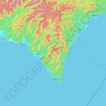 Mapa topográfico Aki County, altitude, relevo