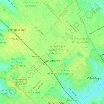 Mapa topográfico San Andrés, altitude, relevo