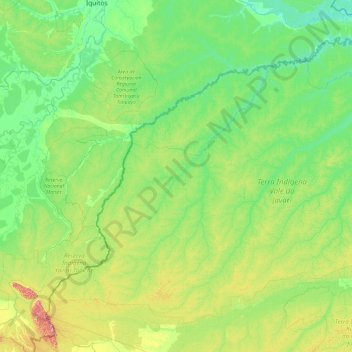 Mapa topográfico Río Yavarí, altitude, relevo