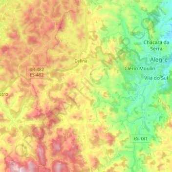 Mapa topográfico Celina, altitude, relevo