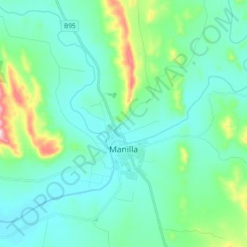 Mapa topográfico Manilla, altitude, relevo