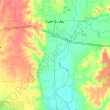 Mapa topográfico Palo Cedro, altitude, relevo