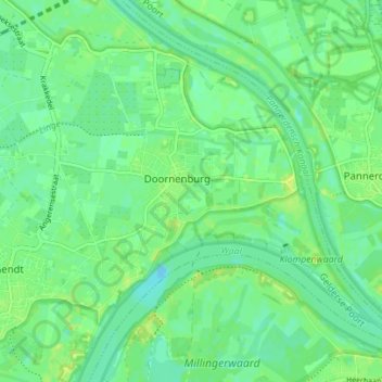 Mapa topográfico Doornenburg, altitude, relevo