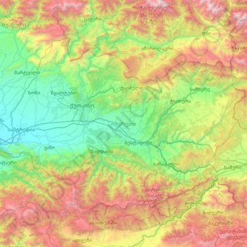 Mapa topográfico Imerícia, altitude, relevo