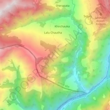 Mapa topográfico Lalu, altitude, relevo