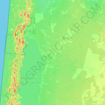 Mapa topográfico Hourtin, altitude, relevo