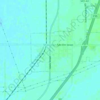 Mapa topográfico Marston, altitude, relevo