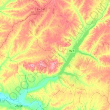 Mapa topográfico Montargil, altitude, relevo