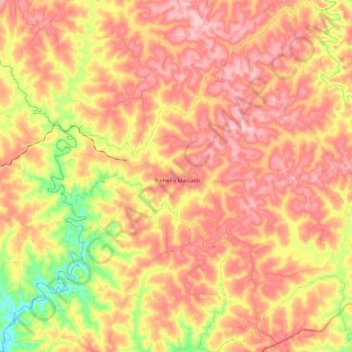 Mapa topográfico Pinheiro Marcado, altitude, relevo