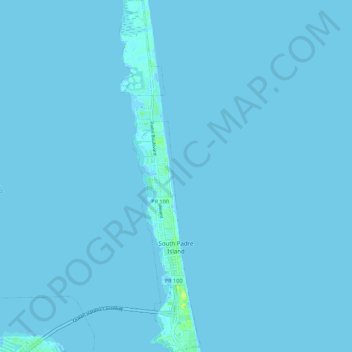 Mapa topográfico South Padre Island, altitude, relevo