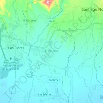 Mapa topográfico El Rosario, altitude, relevo
