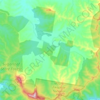 Mapa topográfico Deep Creek, altitude, relevo