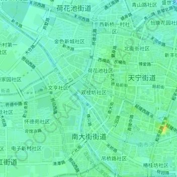 Mapa topográfico 南大街街道, altitude, relevo