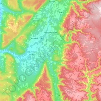 Mapa topográfico Margaree Valley, altitude, relevo