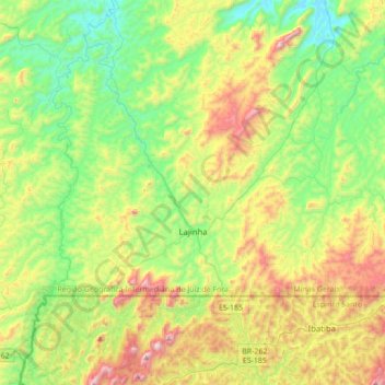 Mapa topográfico Lajinha, altitude, relevo