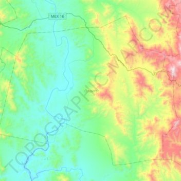 Mapa topográfico Onavas, altitude, relevo